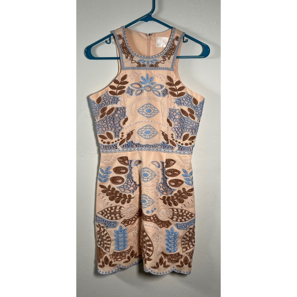 JOA Los Angeles Embroidered Mini Dress Floral Sleeveless Women's XS